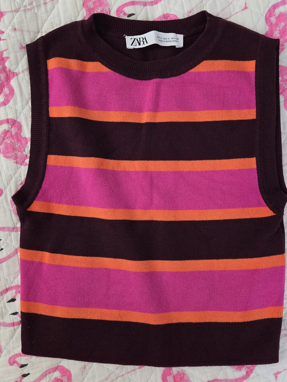 Zara Striped Colorblock Knit Crop Top